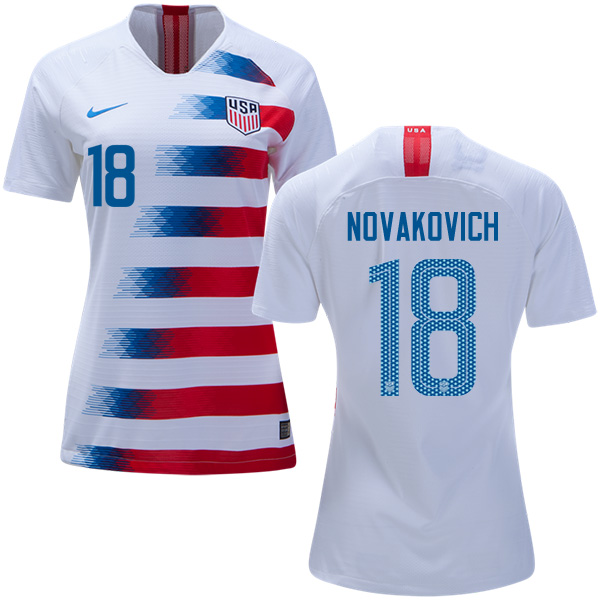 Women's USA #18 Novakovich Home Soccer Country Jersey - Click Image to Close